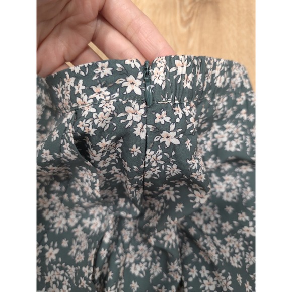 Wishlist Women's Floral Print Wrap Maxi Skirt S Small Green Cream Slit High Low - Picture 8 of 12